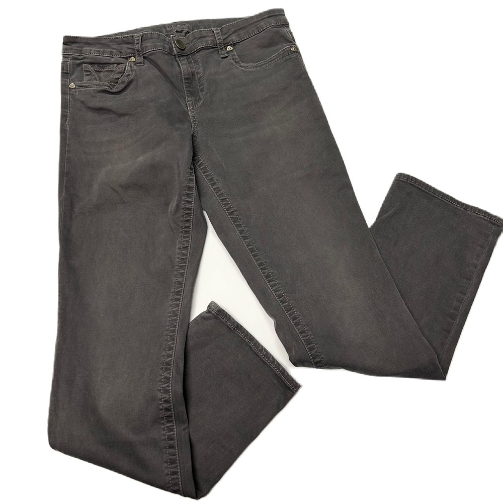 Kut From The Kloth Straight Leg Jeans Size 10 Mid Rise‎ Zip Gray Staple Neutral